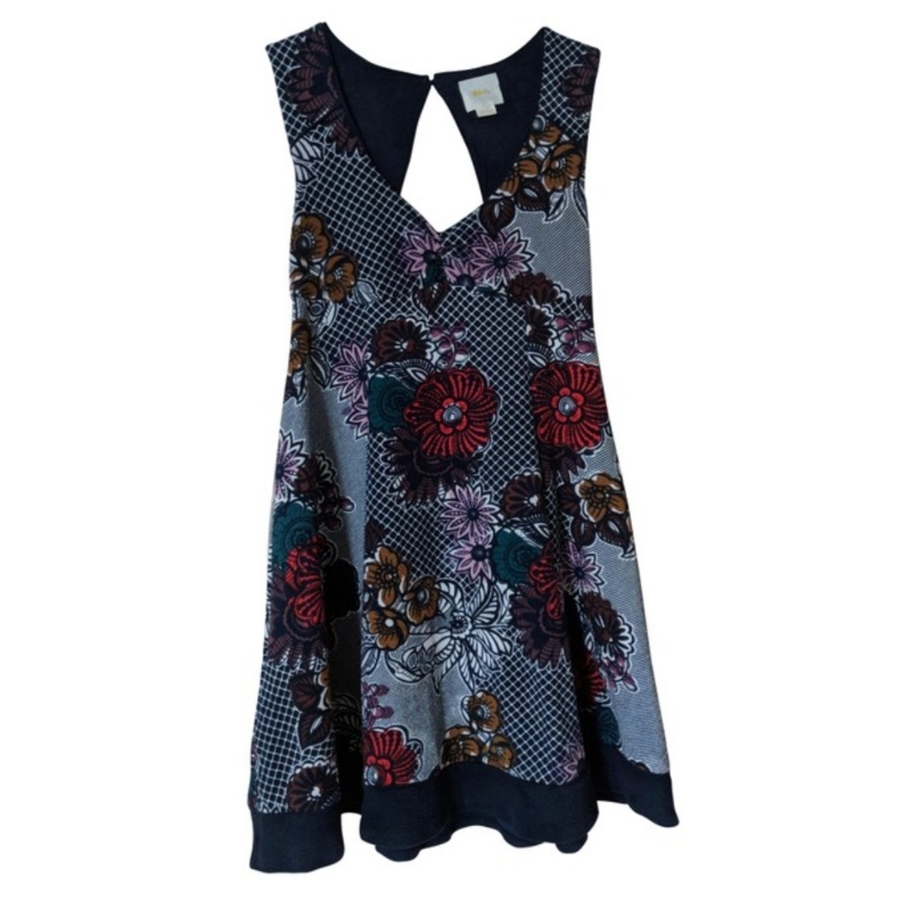 Anthropologie Floral Sleeveless Dress - Black, Red, Brown